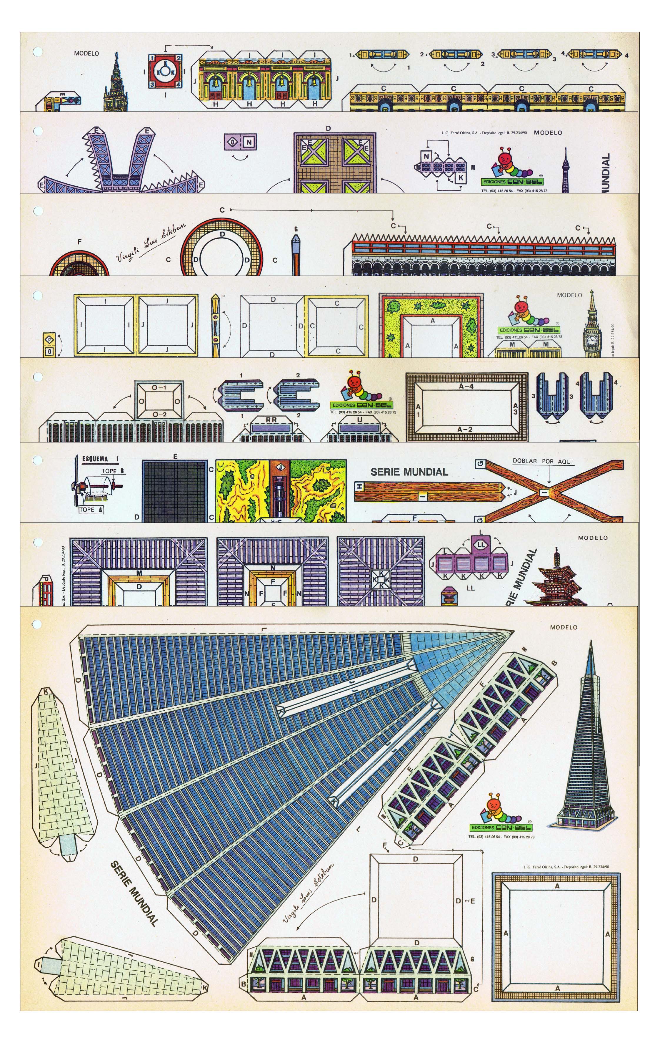 Serie completa de 8 antiguas láminas españolas de muñecas recortables  diferentes. Ed. Roma. Serie Diseño. Paper dolls.